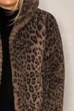 MQTIME  -  Full Size Leopard Furry Collared Neck Long Sleeve Coat