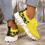 MQTIME  -   Leopard Mesh Round Toe Athletic