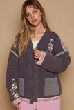 MQTIME  -  POL Embroidered Open Front Long Sleeve Jacket
