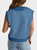 MQTIME  -   Collared Neck Striped Sweater Vest