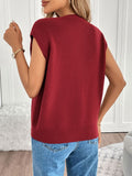 MQTIME  -  Perfee Pocketed Round Neck Cap Sleeve Cardigan