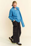 MQTIME  -   V-Neck Dropped Shoulder Sweater with Scarf