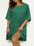 MQTIME  -  Round Neck Half Sleeve Mini Dress