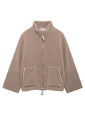 MQTIME  -   Turtleneck Zip Up Long Sleeve Plush Jacket