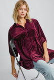 MQTIME  -  Umgee Full Size Polka Dot Button Up Half Sleeve Shirt