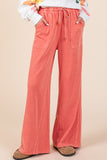 MQTIME  -   Mittoshop Mineral Wash French Terry Drawstring Wide Leg Pants