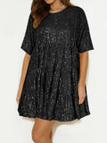 MQTIME  -  Round Neck Half Sleeve Mini Dress