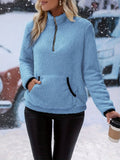 MQTIME  -  Half Zip Long Sleeve Furry Sweatshirt