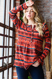 MQTIME  -  Heimish Full Size  Geometric Button Detail Long Sleeve Babydoll Top
