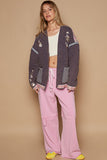 MQTIME  -  POL Embroidered Open Front Long Sleeve Jacket