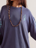MQTIME  -  Embroidered Round Neck Long Sleeve Sweatshirt