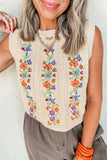MQTIME  -  Embroidered Cable-Knit Round Neck Sweater Vest