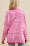 MQTIME  -   Striped V-Neck Dropped Shoulder Sweater