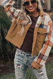 MQTIME  -  Plaid Corduroy Flap Pockets Button Up Jacket