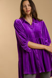 MQTIME  -  Umgee Full Size Button Down Tiered Back High Low Shirt