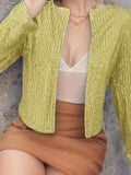 MQTIME  -  Full Size Sequin Open Front Cropped Jacket