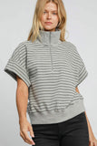 MQTIME  -  Umgee Striped Half Zip Short Sleeve Sweatshirt