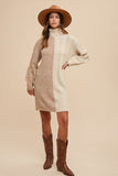 MQTIME  -  Annie Wear Color Block Turtleneck Sweater Dress