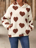 MQTIME  -  Fuzzy Heart Pocketed Dropped Shoulder Hoodie