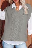 MQTIME  -  Cable-Knit V-Neck Sweater Vest