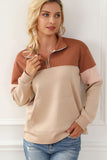 MQTIME  -  Color Block Quarter Zip Long Sleeve Sweatshirt