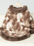 MQTIME  -   Furry Contrast Three-Quarter Poncho