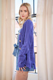 MQTIME  -   Fringe V-Neck Button Up Long Sleeve Cardigan