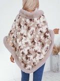 MQTIME  -   Furry Contrast Three-Quarter Poncho