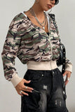 MQTIME  -  Pocketed Camouflage Zip Up Hooded Jacket