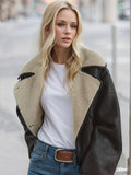 MQTIME  -   Collared Neck Long Sleeve Plush Jacket