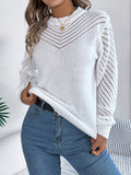 MQTIME  -   Round Neck Long Sleeve Knit Top