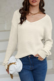MQTIME  -  V-Neck Drop Shoulder Sweater