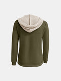 MQTIME  -  Full Size Waffle-Knit Contrast Long Sleeve Hoodie