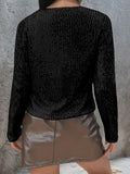 MQTIME  -  Full Size Sequin Open Front Cropped Jacket
