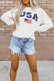 MQTIME  -  US Flag Corded Long Sleeve Sweatshirt