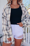 MQTIME  -  Plaid Button Up Long Sleeve Shacket