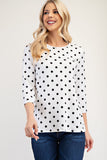 MQTIME  -  Celeste Full Size Polka Dot Round Neck Three-Quarter Sleeve T-Shirt