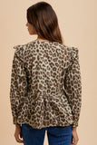 MQTIME  -  Annie Wear Tied Leopard Round Neck Peplum Blouse
