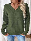 MQTIME  -  Perfee Twisted V-Neck Long Sleeve Sweatshirt