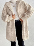 MQTIME  -   Open Front Long Sleeve Fuzzy Hooded Jacket