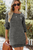 MQTIME  -  Neck Long Sleeve Sweater Dress