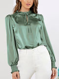 MQTIME  -  Frill Tied Lantern Sleeve Blouse