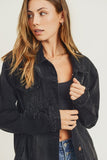 MQTIME  -  Full Size Distressed Long Sleeve Denim Jacket