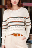 MQTIME  -  Hollow Out Round Neck Long Sleeve Sweater