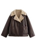 MQTIME  -   Collared Neck Long Sleeve Plush Jacket