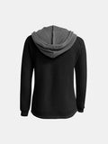 MQTIME  -  Full Size Waffle-Knit Contrast Long Sleeve Hoodie
