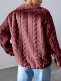MQTIME  -  Fuzzy Zip Up Long Sleeve Jacket
