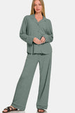 MQTIME  -  Button Down Long Sleeve Top and Pants Lounge Set