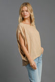 MQTIME  -  Umgee Exposed Seam Round Neck Batwing Sleeve Knit Top