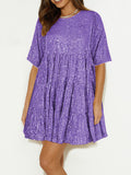 MQTIME  -  Round Neck Half Sleeve Mini Dress